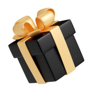 a black and gold giftbox